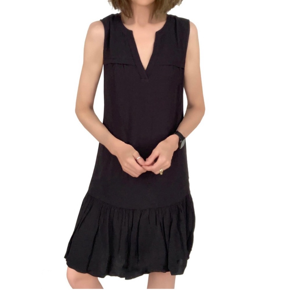 J.‎ Crew Ruffle Hem Shift Dress Black XXS Sleeveless Knee-Length LBD